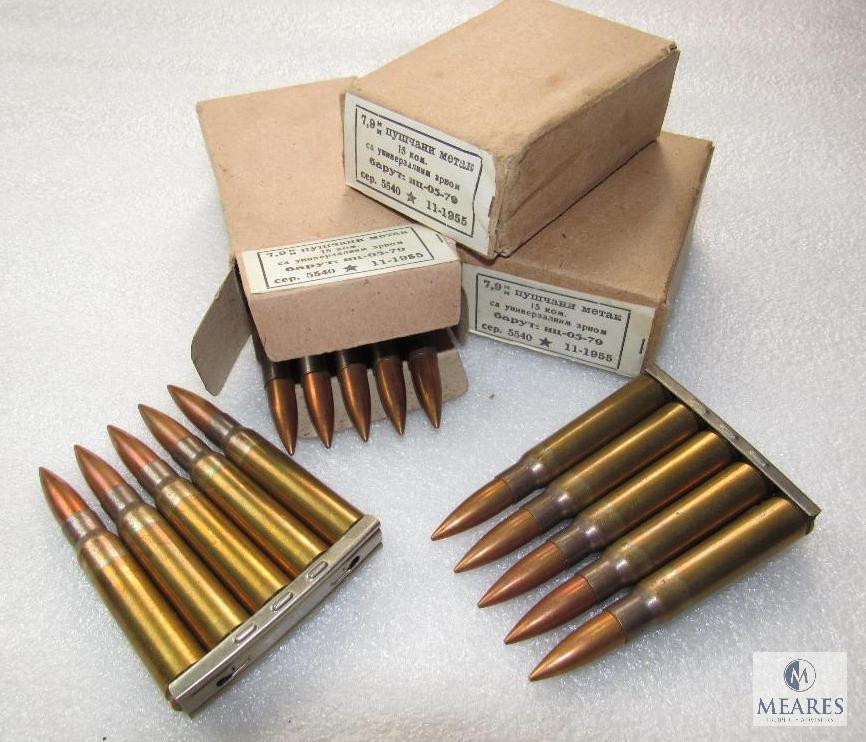 Lot 45 Rounds 8mm Mauser Ammunition Ammo on Stripper Clips