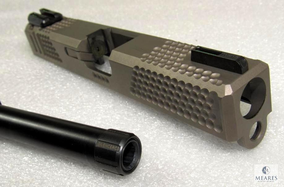 Glock 19 Custom Satin Stainless Dimpled Slide & 9mm Silencerco Threaded Barrel