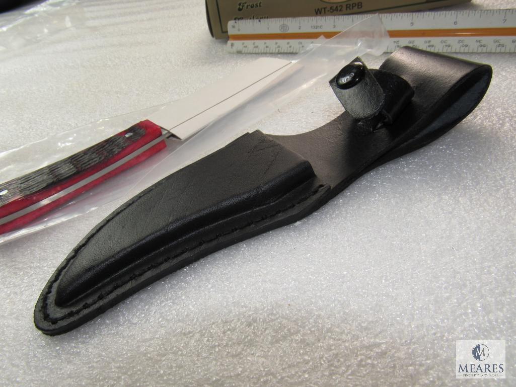 New Frost Cutlery Whitetail Deer Slayer Bone Handle Knife w/ Leather Sheath