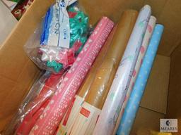 Large Lot Wrapping Paper, Ribbons, and Bows Christmas Birthdays +