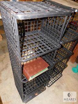 Lot 2 Plastic Crate Storage Shelves & US Monetary Exchange Book