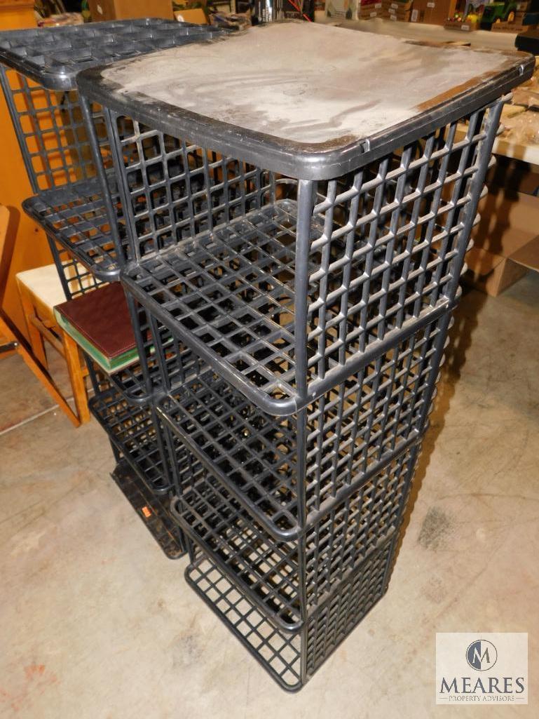 Lot 2 Plastic Crate Storage Shelves & US Monetary Exchange Book