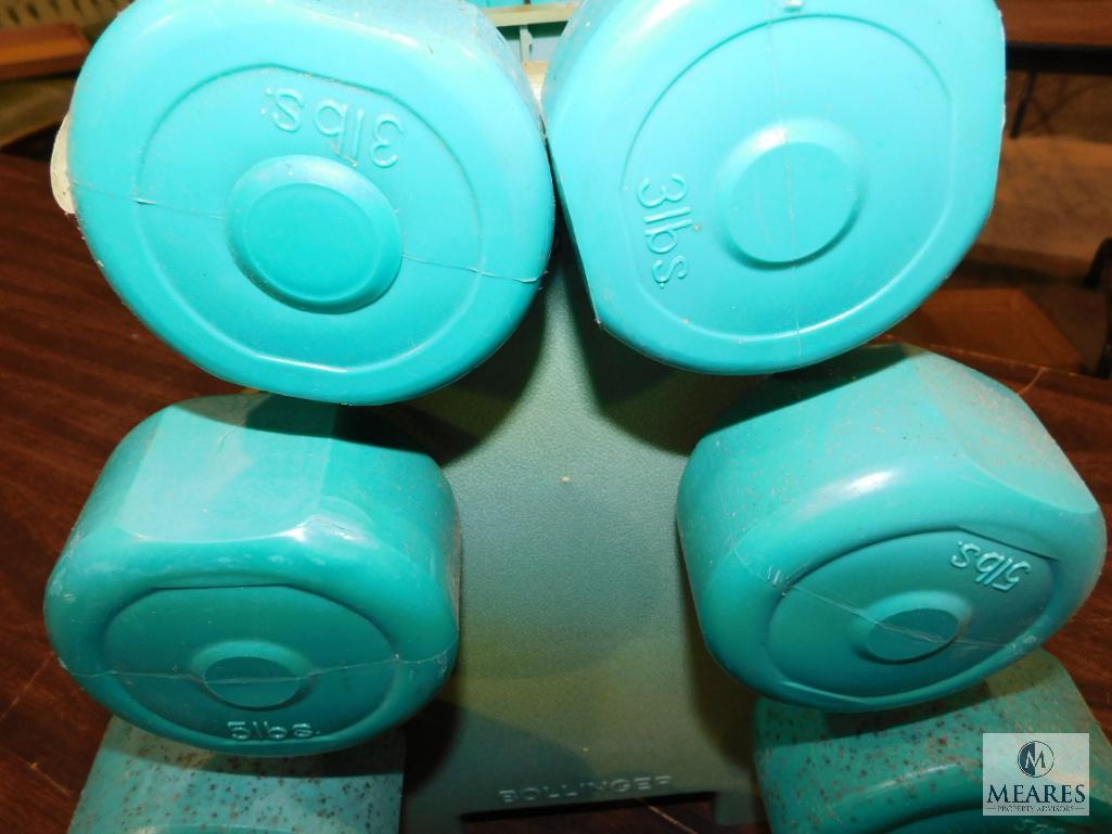 Lot of Exercise Dumbbells 3, 5, and 8 lbs