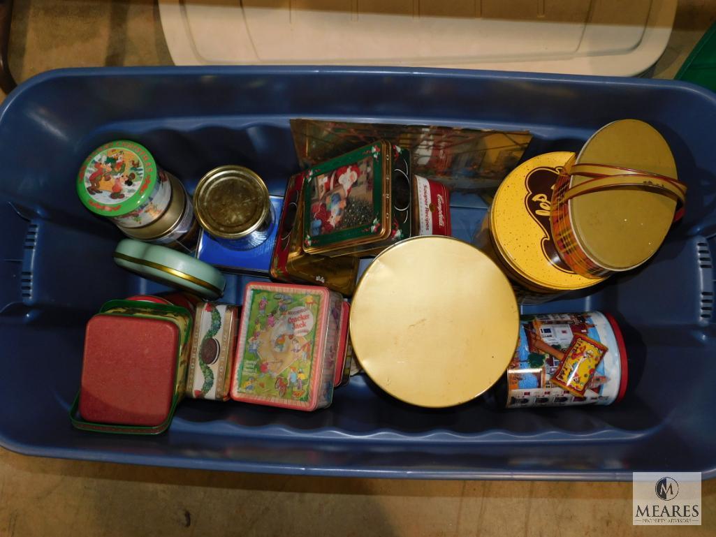 Lot Vintage Style Tin Canisters Campbells Charles Chips Cane Patch Syrup Oreos Coca Cola +