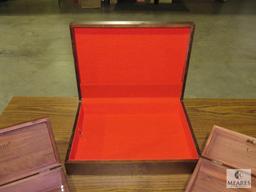 Wood Silverware Box - Cloth Lined & 2 Small Cedar Boxes