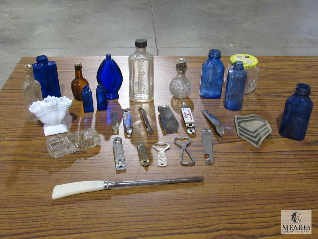 Lot Vintage Glass Bottles Rexall + and Bottle Openers