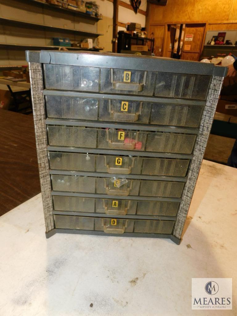 7 Drawer Small Parts Cabinet Aluminum w/ Various Hardware Items