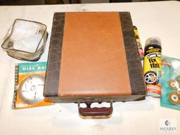 Vintage Case w/ Car Cleaning Items, Fix-A-Flat & Grinding Wheels