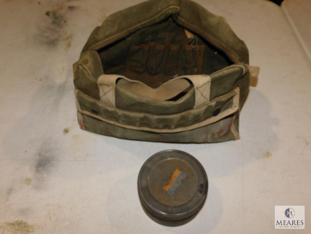 Vintage Canvas Army Style Bag & Kodak Film Tin