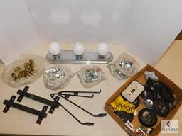 Light Fixture and Lot of Hardware Items