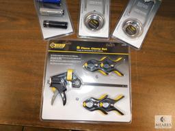 Lot New 2) 3 pc Magnetic Tool Set, 5 pc Clamp Set, & 4 pc LED Flashlights