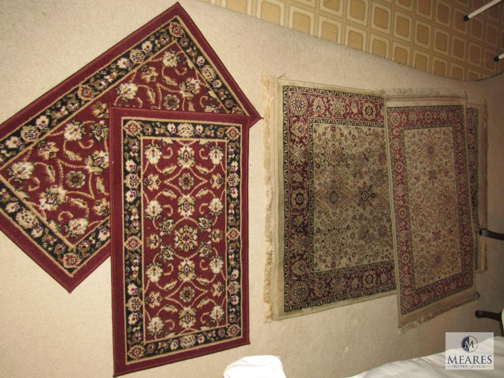 Lot of 4 Small Rugs - 2 Oriental Style Red / Burgundy Tones