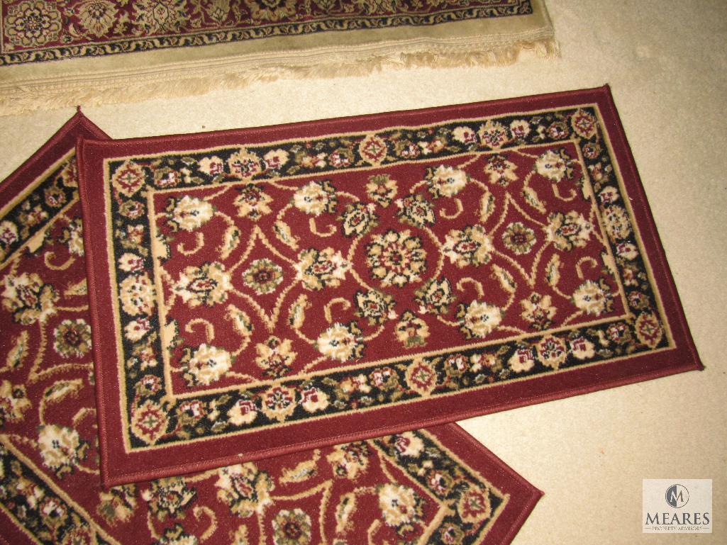 Lot of 4 Small Rugs - 2 Oriental Style Red / Burgundy Tones