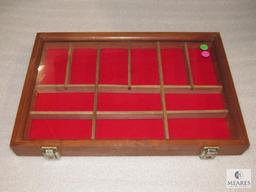 Walnut Wood Glass Top Display Tabletop or Wall 18" x 12" x 2"