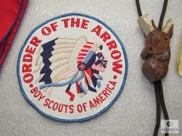 Lot BSA Handkerchief, Order of Arrow 6" Patch, Bolo Tie & Scout Shoe Horn