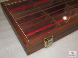 Walnut Wood Glass Top Display Tabletop or Wall 18" x 12" x 2"