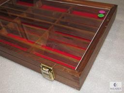 Walnut Wood Glass Top Display Tabletop or Wall 18" x 12" x 2"