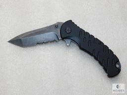 New U.S ARmy tanto tactical folder with spring assist and serrated blade with belt clip