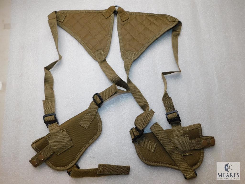 New double shoulder holster holds 2 semi auto pistols such as Colt 1911 or Glock