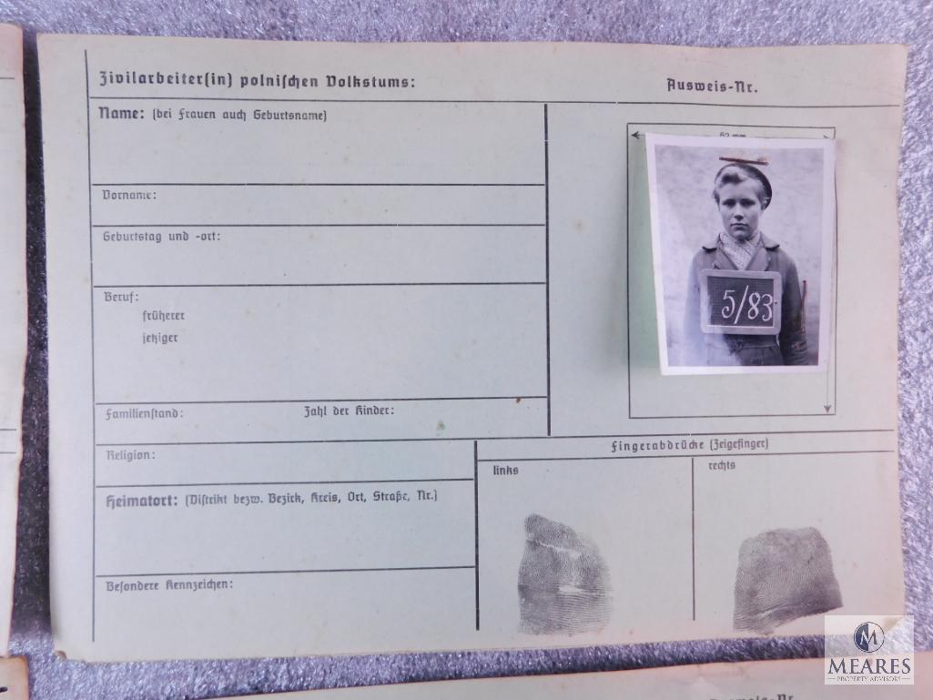 Prisoner/Worker Information Cards - World War II