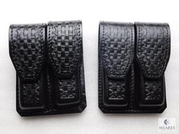 2 New leather double mag pouches for staggered mags like Beretta 92,96 and similar