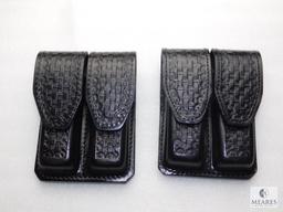 2 New leather double mag pouches for staggered mags like Beretta 92,96 and similar