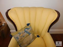 Wingback Vintage Wood Leg Occasional Chair