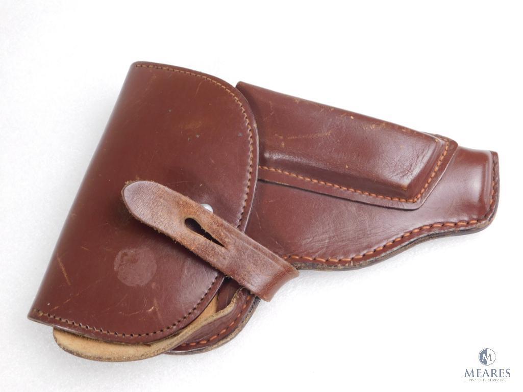 Leather military flap holster fits Makarov, Walther PPK and similar