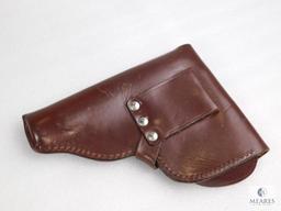 Leather military flap holster fits Makarov, Walther PPK and similar