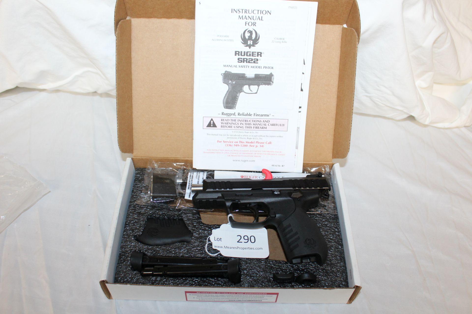 Ruger SR22 .22LR Pistol w/2 Magazines and Extra Grip. NIB.
