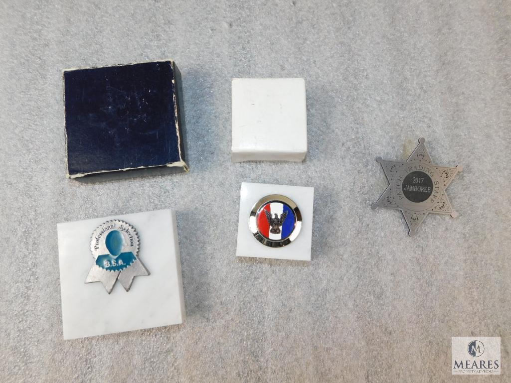 Lot Eagle Scout Paperweight 1970's, Jamboree Patch Trading Star & Pro Selection Marble Paperweight