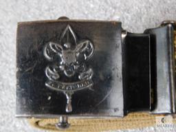 Lot 1930's BSA Gun Metal Buckle, West Michigan Council Belt Buckle, & 1960's Bolo Tie