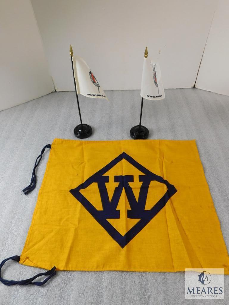 Lot 2 Boy Scouts NESA Desk Flags and 1 vintage Webelos Den Flag from 1950's