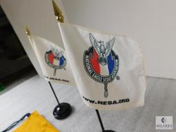 Lot 2 Boy Scouts NESA Desk Flags and 1 vintage Webelos Den Flag from 1950's