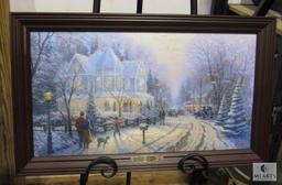 Thomas Kinkade A Holiday Gathering Illuminated Canvas Print