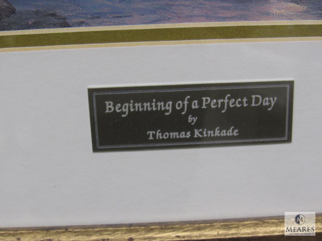 Large Thomas Kinkade "Beginning of a Perfect Day" Print Framed Matted Glass