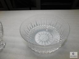 Lot of 4 Clear Crystal Cut Bowls 1 Footed