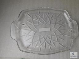 Lot Clear Glass or Crystal Rectangle Trays and Stemmed Cake Holder Dish