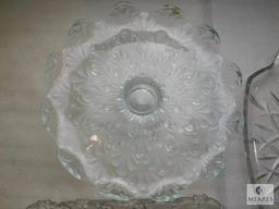 Lot Clear Glass or Crystal Rectangle Trays and Stemmed Cake Holder Dish