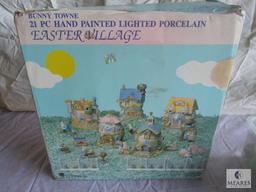 Bunny Towne Easter Village , Tote of Easter decorative eggs