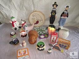 Lot of Assorted items Holiday Decorations; Thanksgiving , Christmas, Halloween decorative items etc.