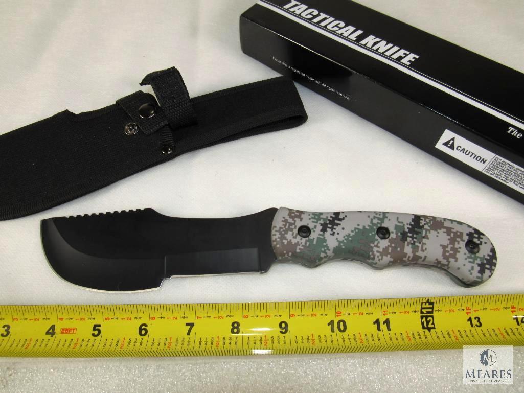 New Falcon Tactical Hunting Knife w/ Sheath Digital Camo Handle