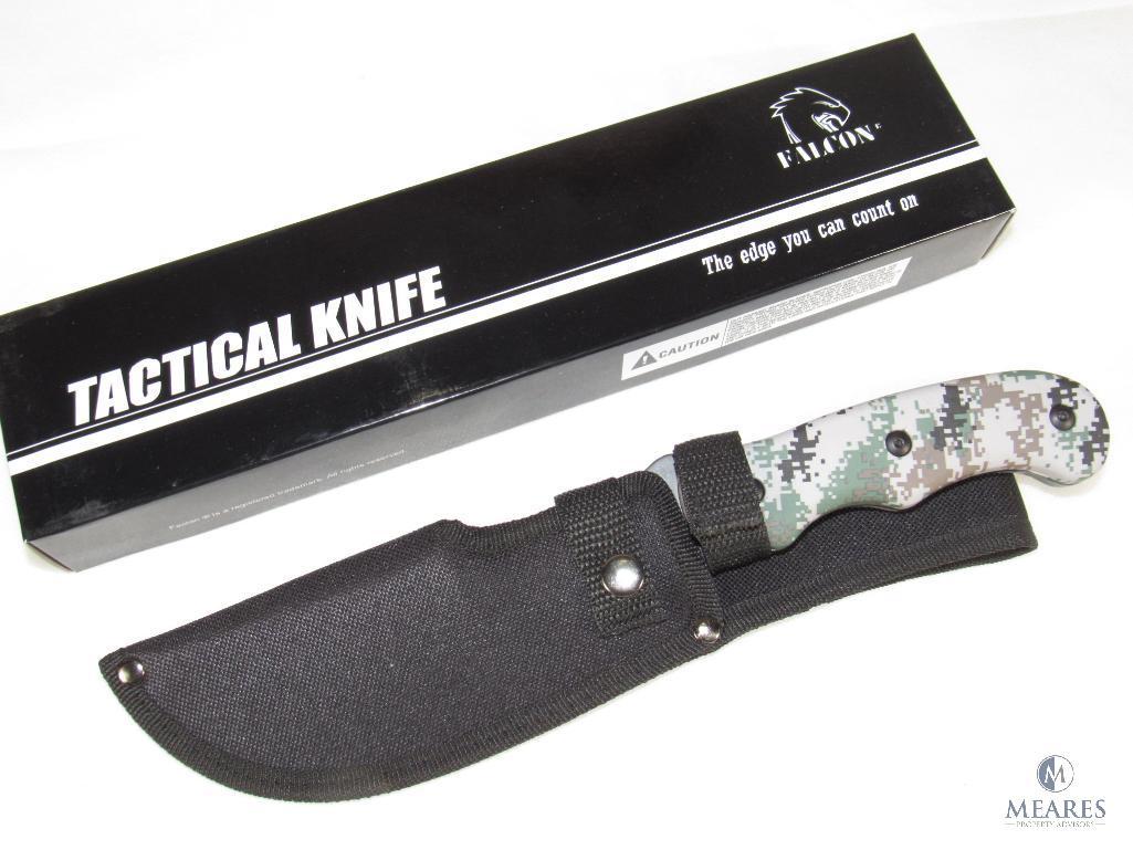 New Falcon Tactical Hunting Knife w/ Sheath Digital Camo Handle