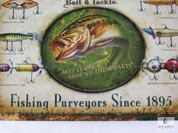 New Get Hooked Lunker's Bait & Tackle Vintage Look Fishing Tin Sign