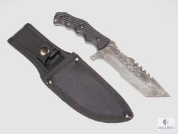 New Falcon Tactical Knife w/ Sheath Damascus like blade