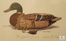 James P Fisher Mallard Decoy Signed Ducks Unlimited 1977 Print Framed