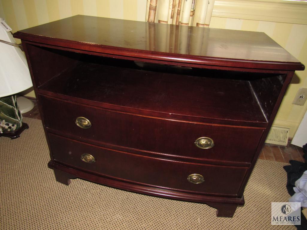 Two-Drawer Bow Front Table Entertainment Stand
