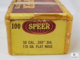 Speer 30 Caliber, 170 Grain, Flat Nose Bullets, Approximately 90 Count