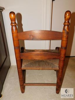 Vintage Wood Children's Chair with Rattan bottom