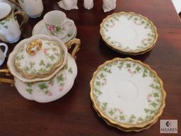 Lot Limoges France Coronet China pieces and Small Angel figurines